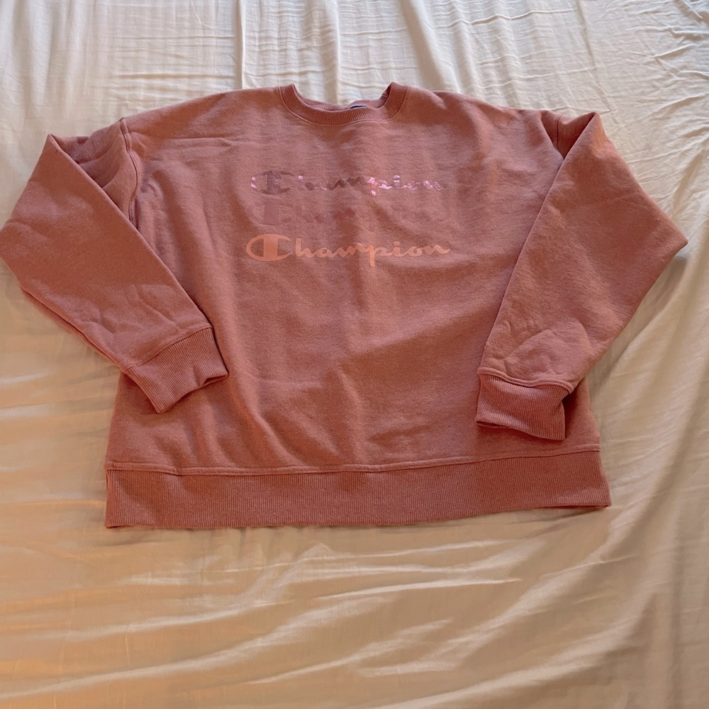 CHAMPION Powerblend Womens Fleece Crewneck Script Sweatshirt Size Large